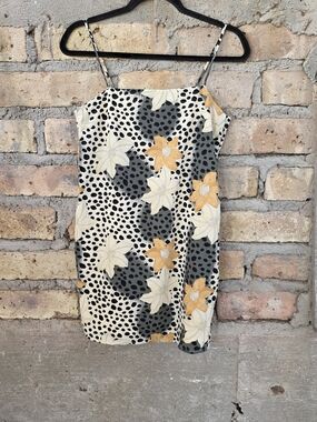 Amuse Society Floral Cheetah Print Mini Slip Dress XS Boho Festival